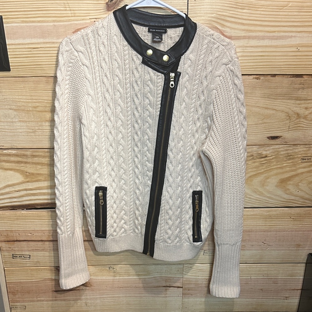 Club Monaco Cream and Black Knit Sweater